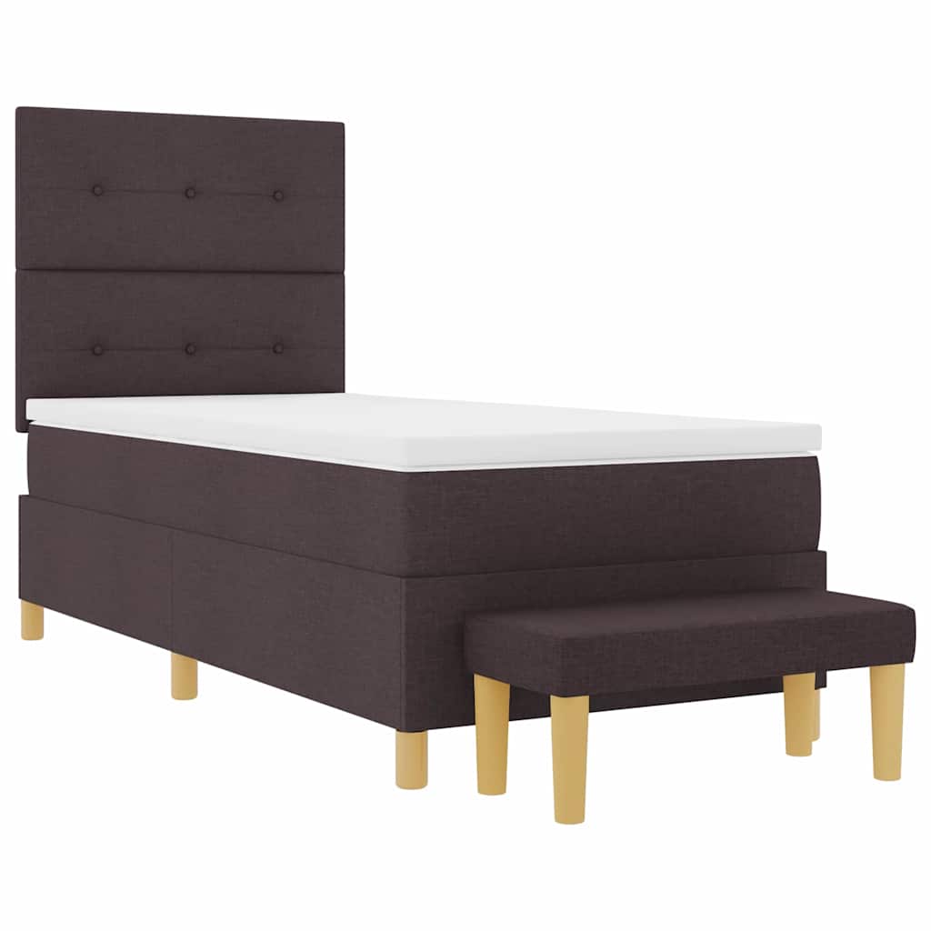 Postel S Boxspringem S Čelo Tmavě Hnědá 200 X 80 Cm Textil