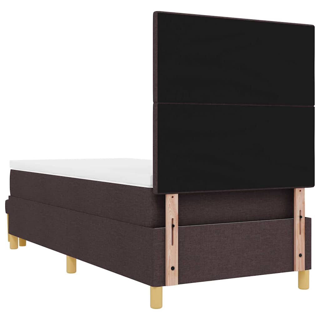 Postel S Boxspringem S Čelo Tmavě Hnědá 200 X 80 Cm Textil