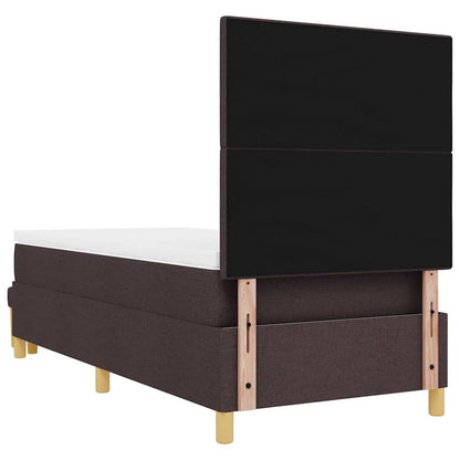 Postel S Boxspringem S Čelo Tmavě Hnědá 200 X 80 Cm Textil