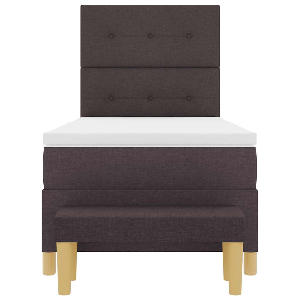 Postel S Boxspringem S Čelo Tmavě Hnědá 200 X 80 Cm Textil