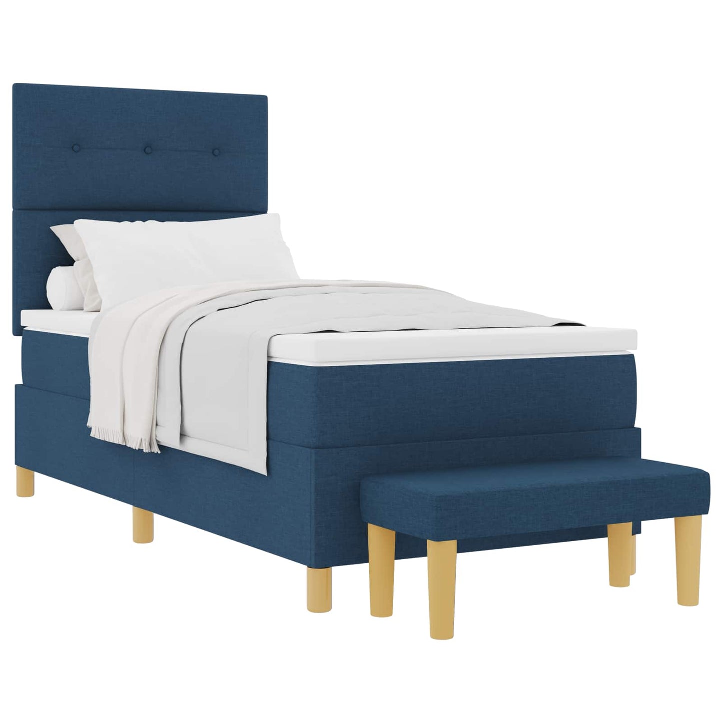 Postel S Boxspringem S Polštářem Modrá 200 X 80 Cm Textil