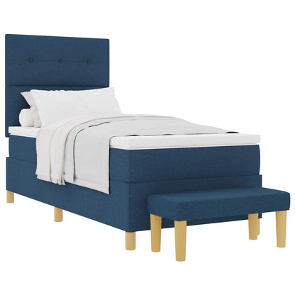 Postel S Boxspringem S Polštářem Modrá 200 X 80 Cm Textil
