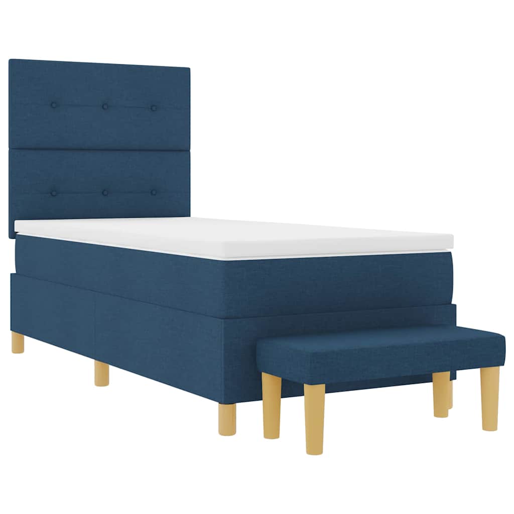 Postel S Boxspringem S Polštářem Modrá 200 X 80 Cm Textil