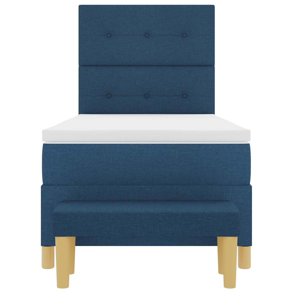 Postel S Boxspringem S Polštářem Modrá 200 X 80 Cm Textil