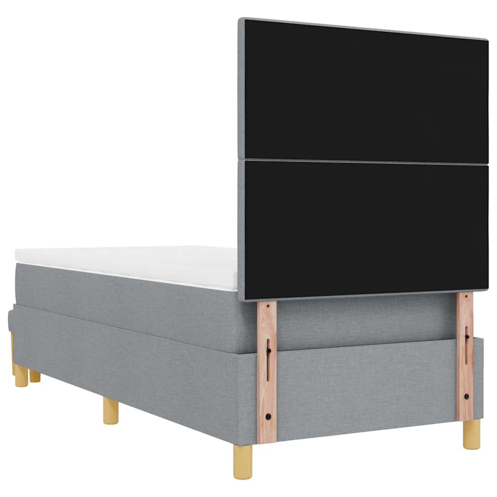 Postel S Boxspringem S Čelo Světle Šedá 190 X 90 Cm Textil