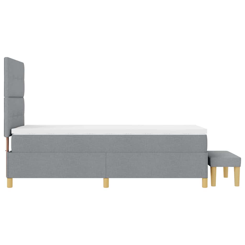 Postel S Boxspringem S Čelo Světle Šedá 190 X 90 Cm Textil