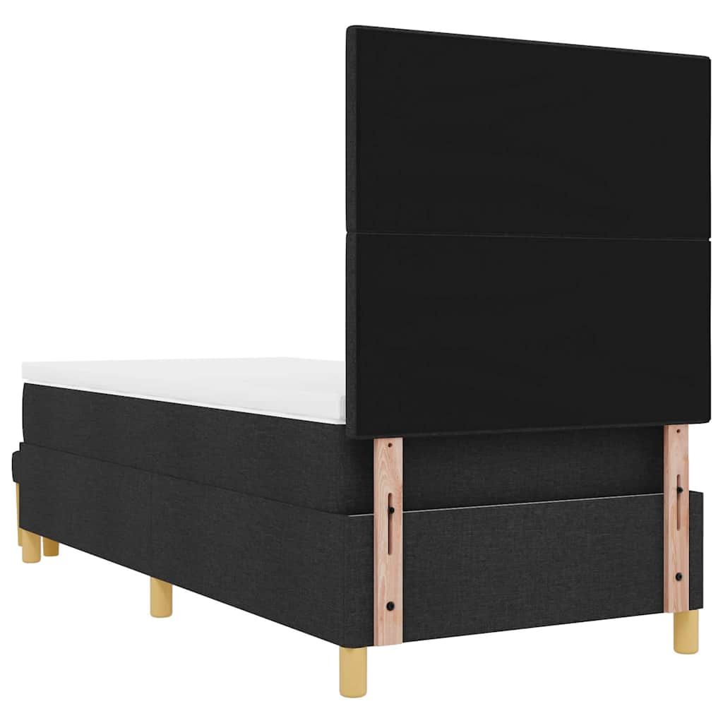 Postel S Boxspringem S Čelo Černá 190 X 90 Cm Textil