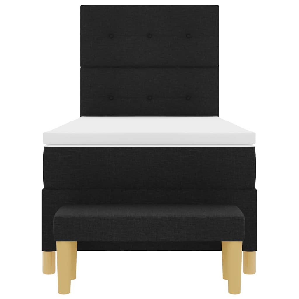 Postel S Boxspringem S Čelo Černá 190 X 90 Cm Textil