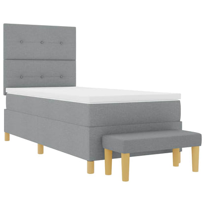 Postel S Boxspringem S Čelo Světle Šedá 200 X 90 Cm Textil
