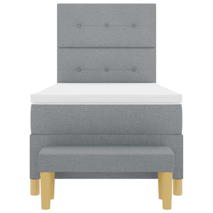 Postel S Boxspringem S Čelo Světle Šedá 200 X 90 Cm Textil
