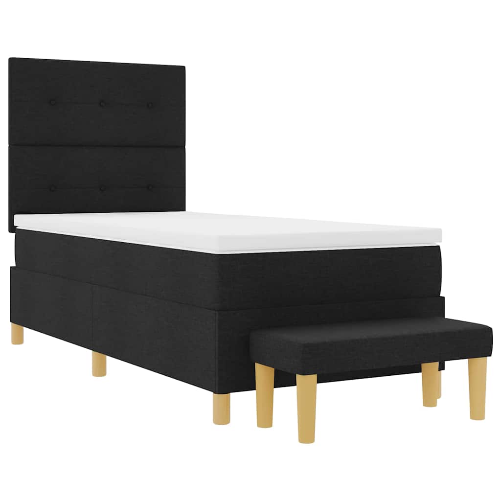 Postel S Boxspringem S Čelo Černá 200 X 90 Cm Textil