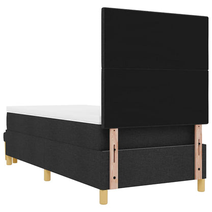 Postel S Boxspringem S Čelo Černá 200 X 90 Cm Textil