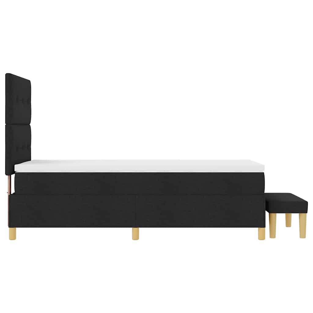 Postel S Boxspringem S Čelo Černá 200 X 90 Cm Textil