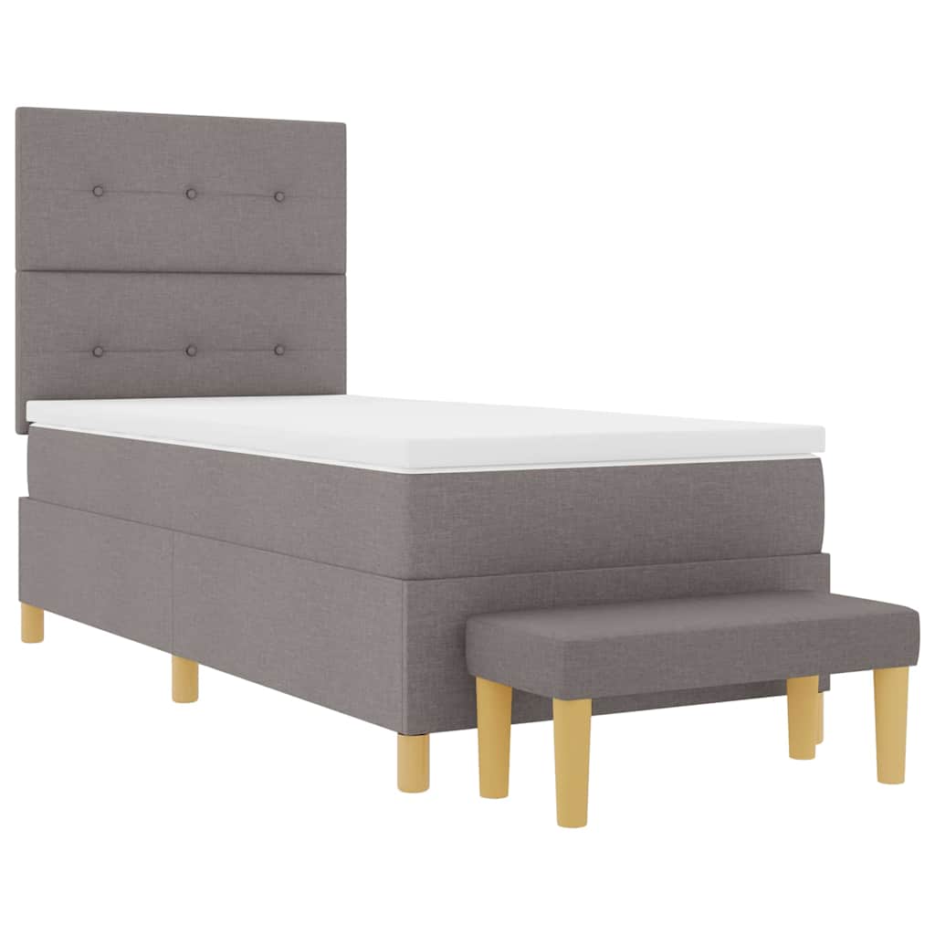 Postel S Boxspringem S Polštářem Taupe 200 X 90 Cm Textil