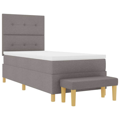Postel S Boxspringem S Polštářem Taupe 200 X 90 Cm Textil