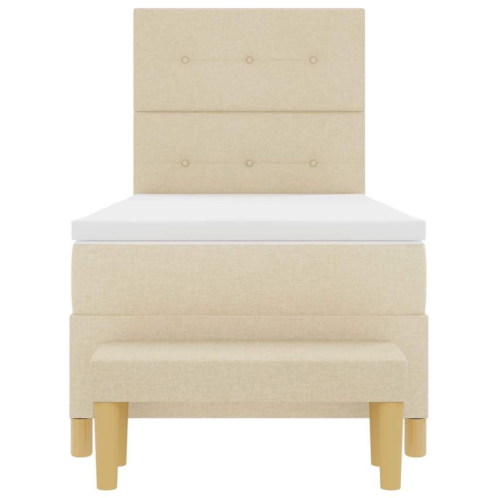 Postel S Boxspringem S Čelo Krémová 200 X 90 Cm Textil