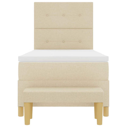Postel S Boxspringem S Čelo Krémová 200 X 90 Cm Textil