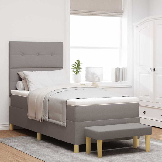 Postel S Boxspringem S Polštářem Taupe 200 X 100 Cm Textil