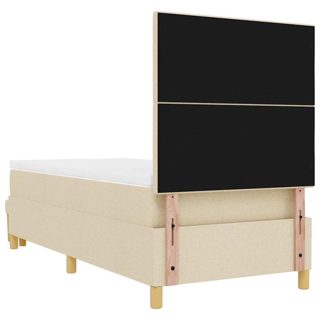 Postel S Boxspringem S Čelo Krémová 200 X 100 Cm Textil