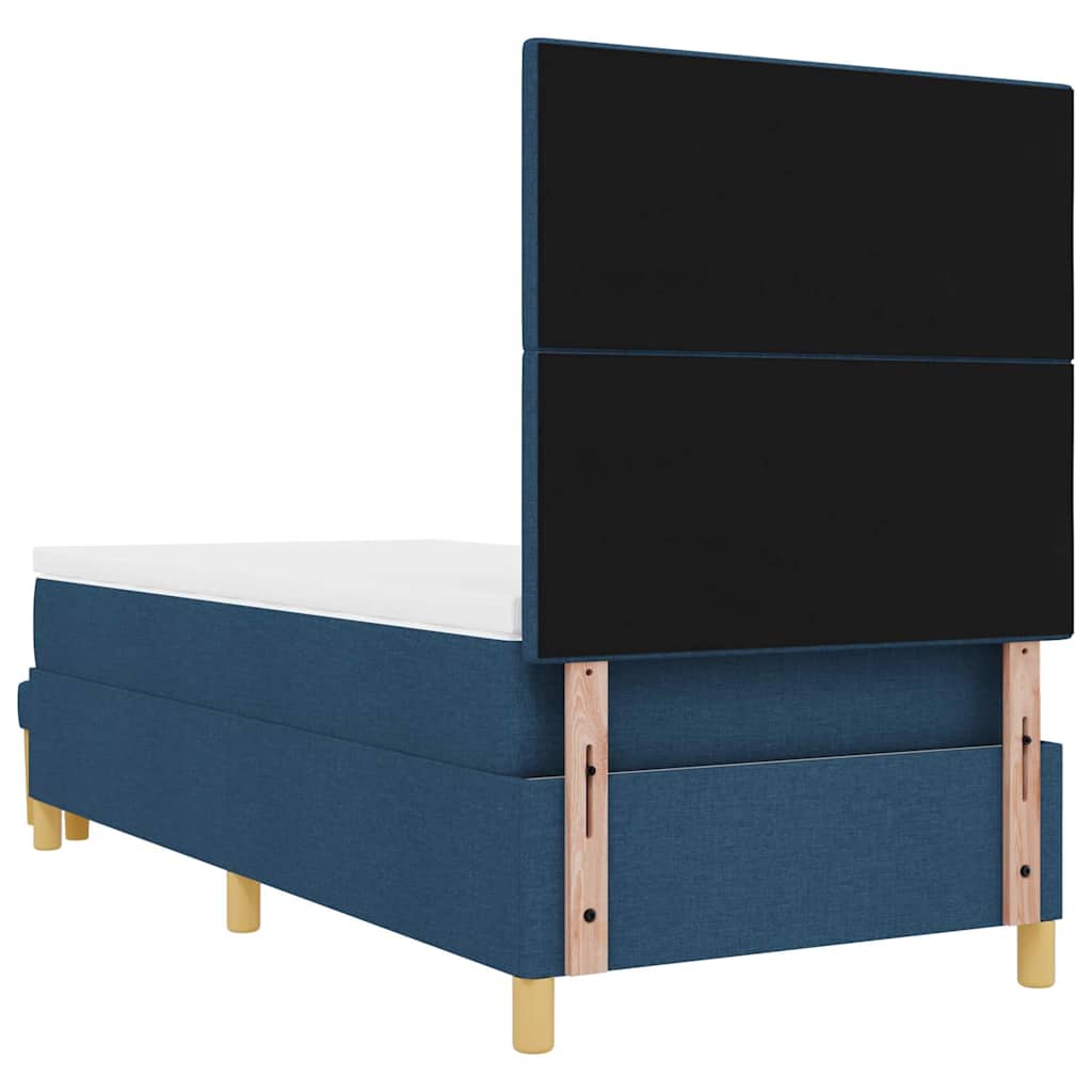 Postel S Boxspringem S Čelo Modrá 200 X 100 Cm Textil