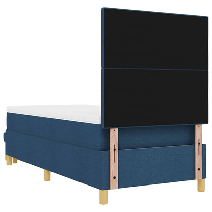 Postel S Boxspringem S Čelo Modrá 200 X 100 Cm Textil