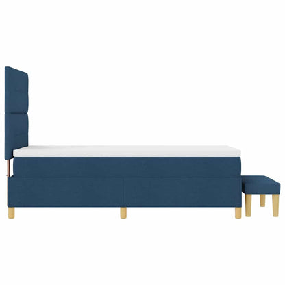 Postel S Boxspringem S Čelo Modrá 200 X 100 Cm Textil