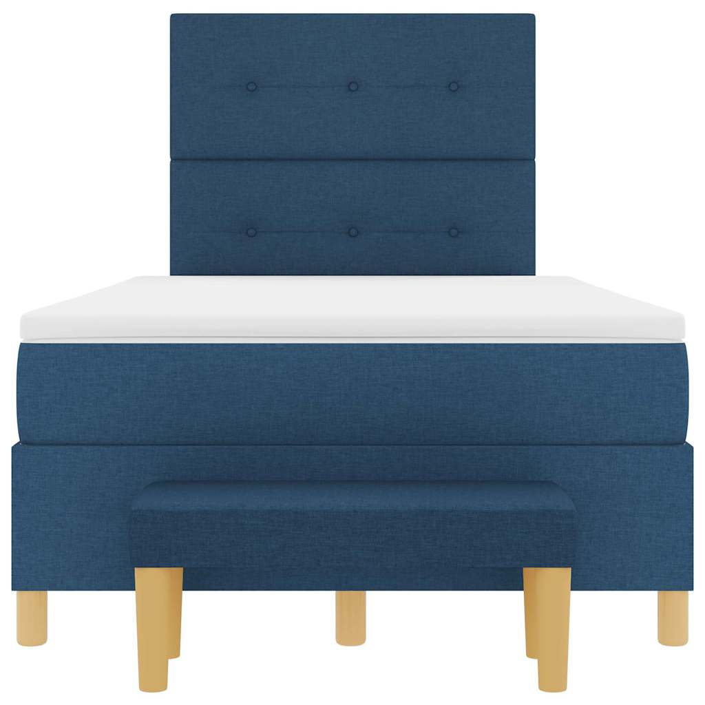 Postel S Boxspringem S Čelo Modrá 190 X 120 Cm Textil