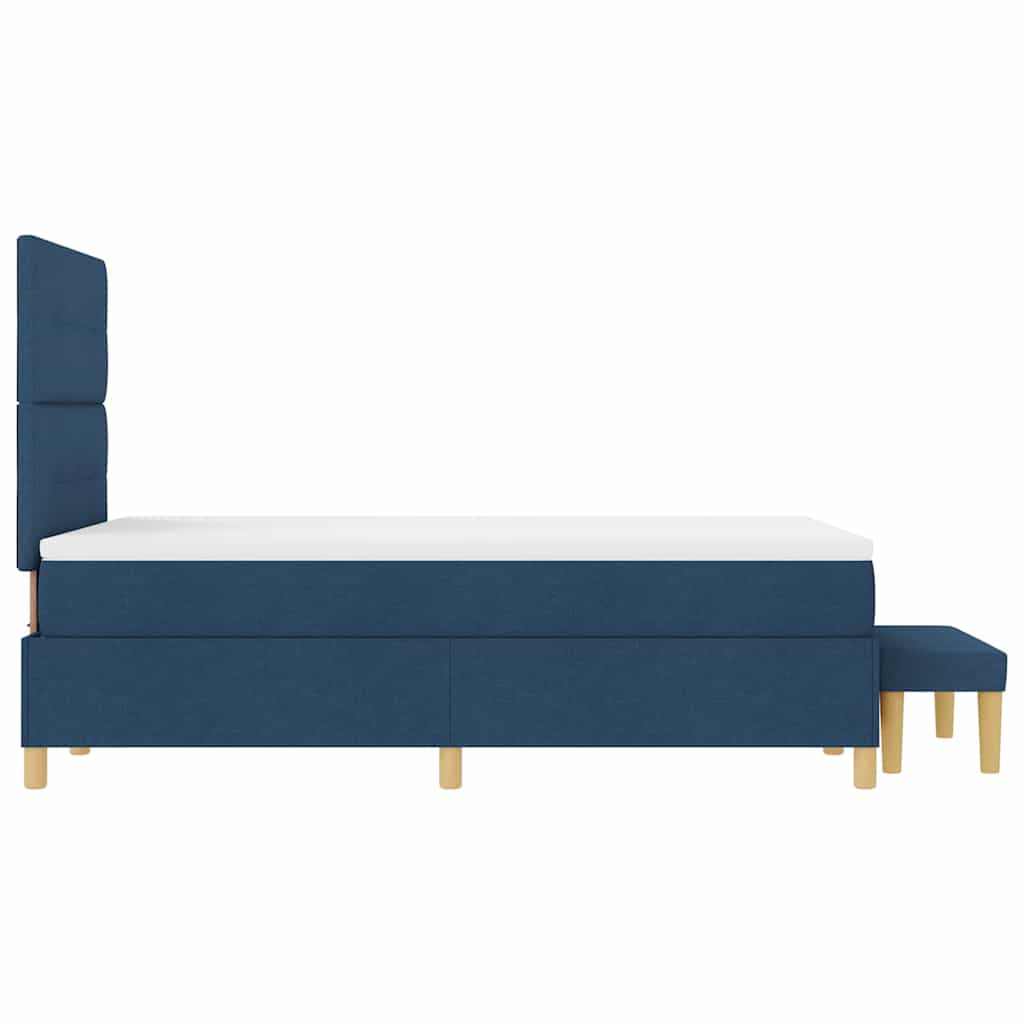 Postel S Boxspringem S Čelo Modrá 190 X 120 Cm Textil