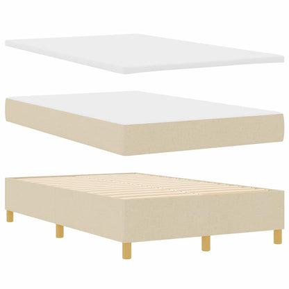 Postel S Boxspringem S Čelo Krémová 200 X 120 Cm Textil