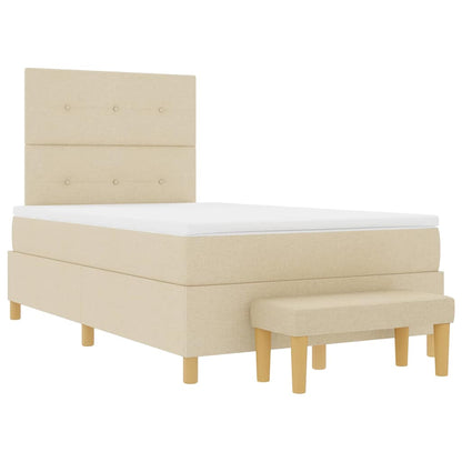Postel S Boxspringem S Čelo Krémová 200 X 120 Cm Textil