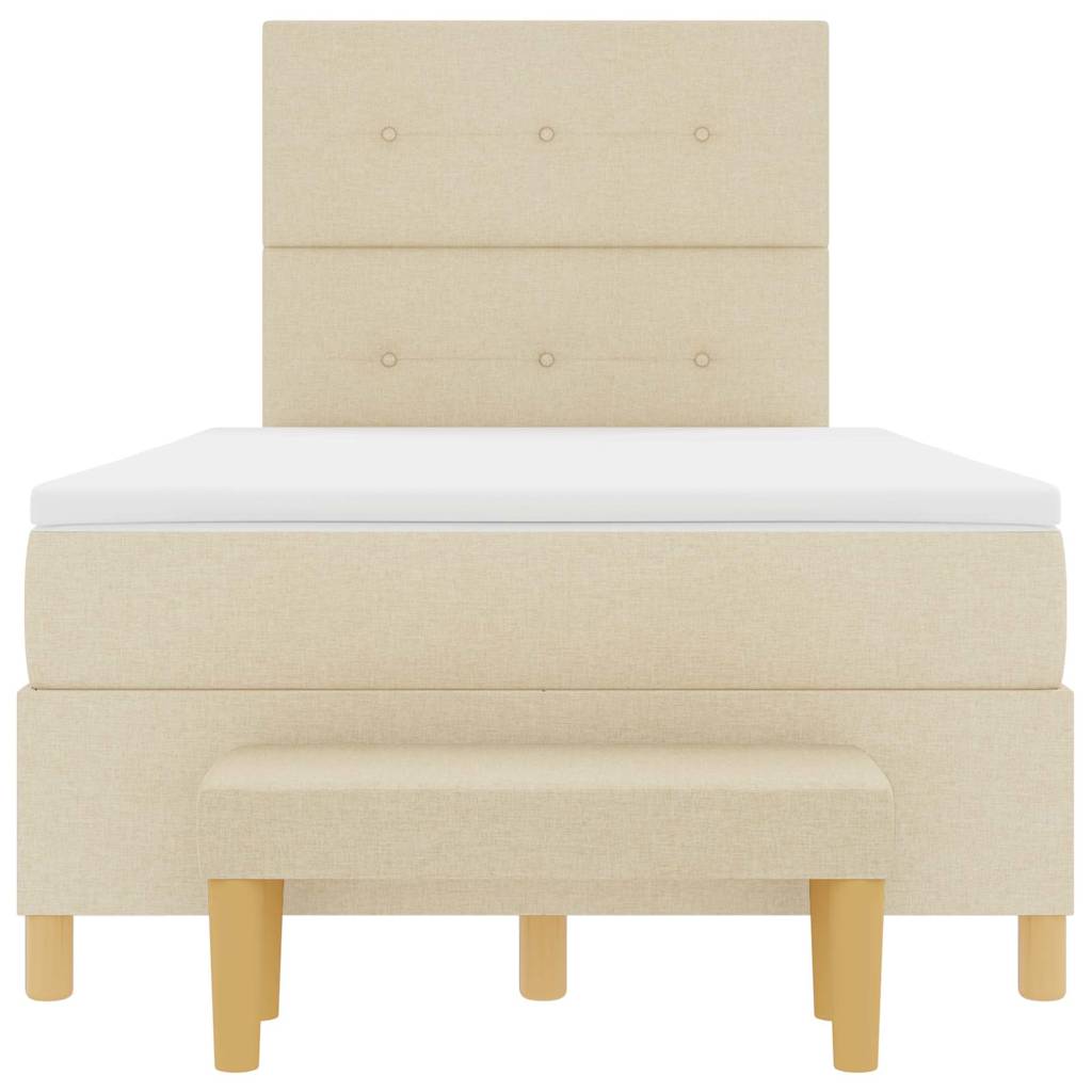 Postel S Boxspringem S Čelo Krémová 200 X 120 Cm Textil