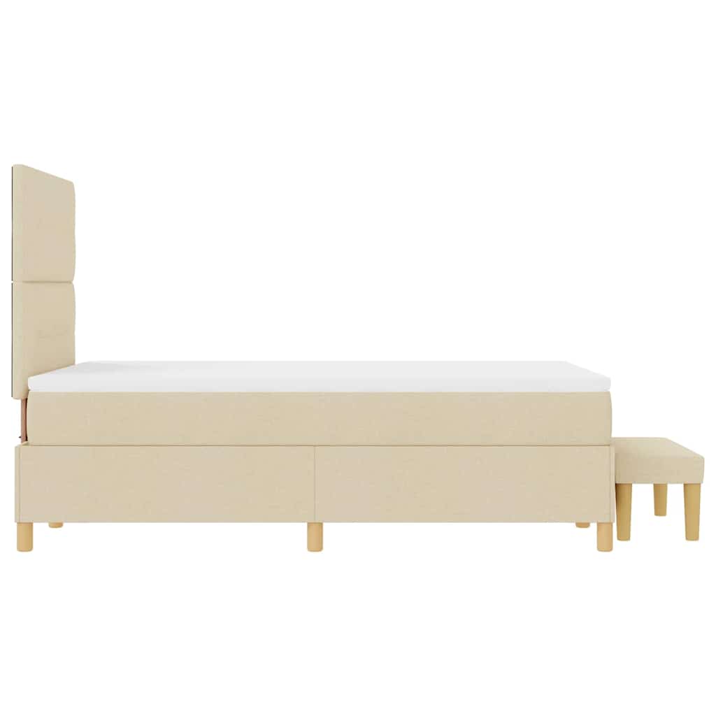 Postel S Boxspringem S Čelo Krémová 200 X 120 Cm Textil