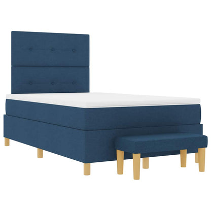 Postel S Boxspringem S Čelo Modrá 200 X 120 Cm Textil