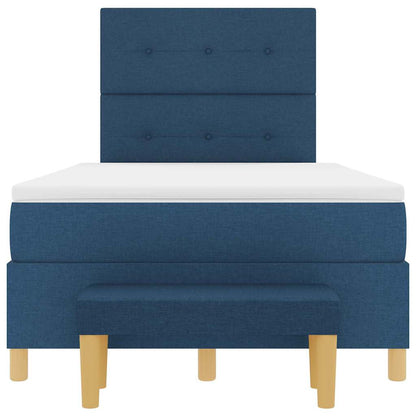 Postel S Boxspringem S Čelo Modrá 200 X 120 Cm Textil