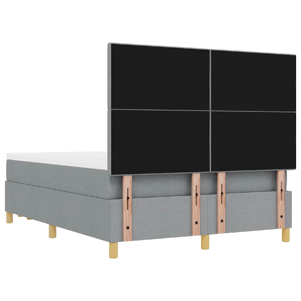 Postel S Boxspringem S Čelo Světle Šedá 190 X 140 Cm Textil