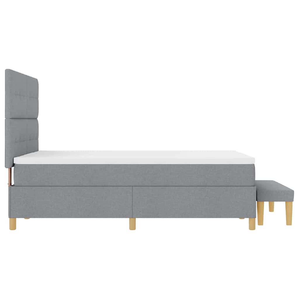 Postel S Boxspringem S Čelo Světle Šedá 190 X 140 Cm Textil