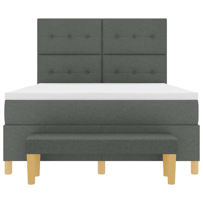 Postel S Boxspringem S Čelo Tmavě Šedá 190 X 140 Cm Textil