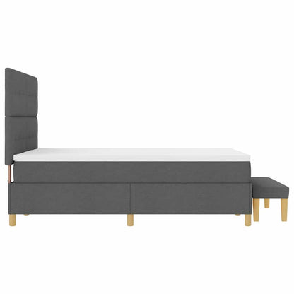 Postel S Boxspringem S Čelo Tmavě Šedá 190 X 140 Cm Textil