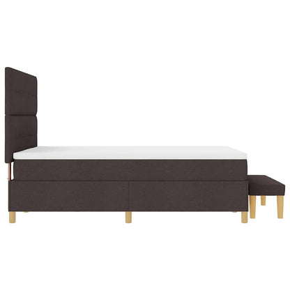 Postel S Boxspringem S Čelo Tmavě Hnědá 190 X 140 Cm Textil