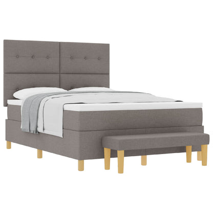 Postel S Boxspringem S Čelo Taupe 190 X 140 Cm Textil