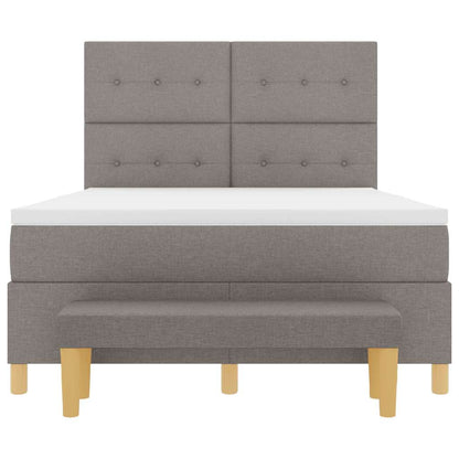 Postel S Boxspringem S Čelo Taupe 190 X 140 Cm Textil