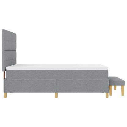 Postel S Boxspringem S Čelo Světle Šedá 200 X 140 Cm Textil
