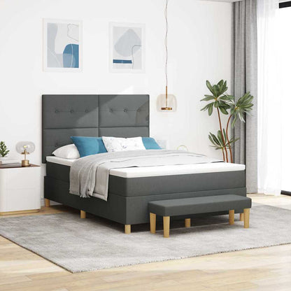 Postel S Boxspringem S Polštářem Tmavě Šedá 200 X 140 Cm Textil