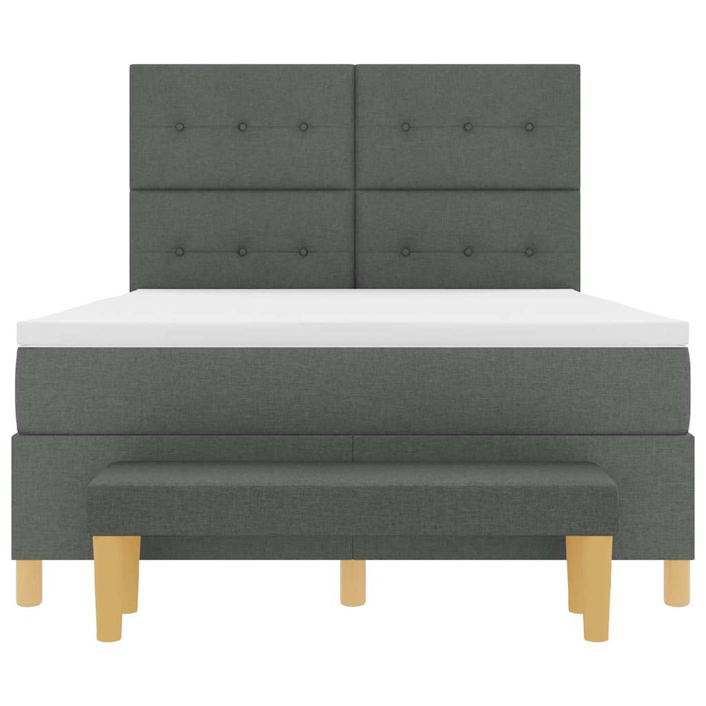 Postel S Boxspringem S Polštářem Tmavě Šedá 200 X 140 Cm Textil