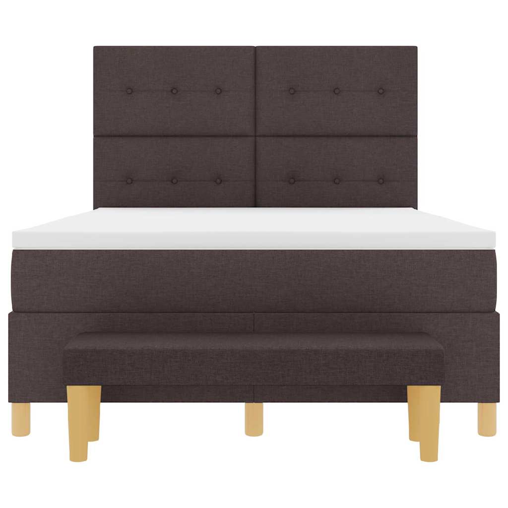 Postel S Boxspringem S Čelo Tmavě Hnědá 200 X 140 Cm Textil