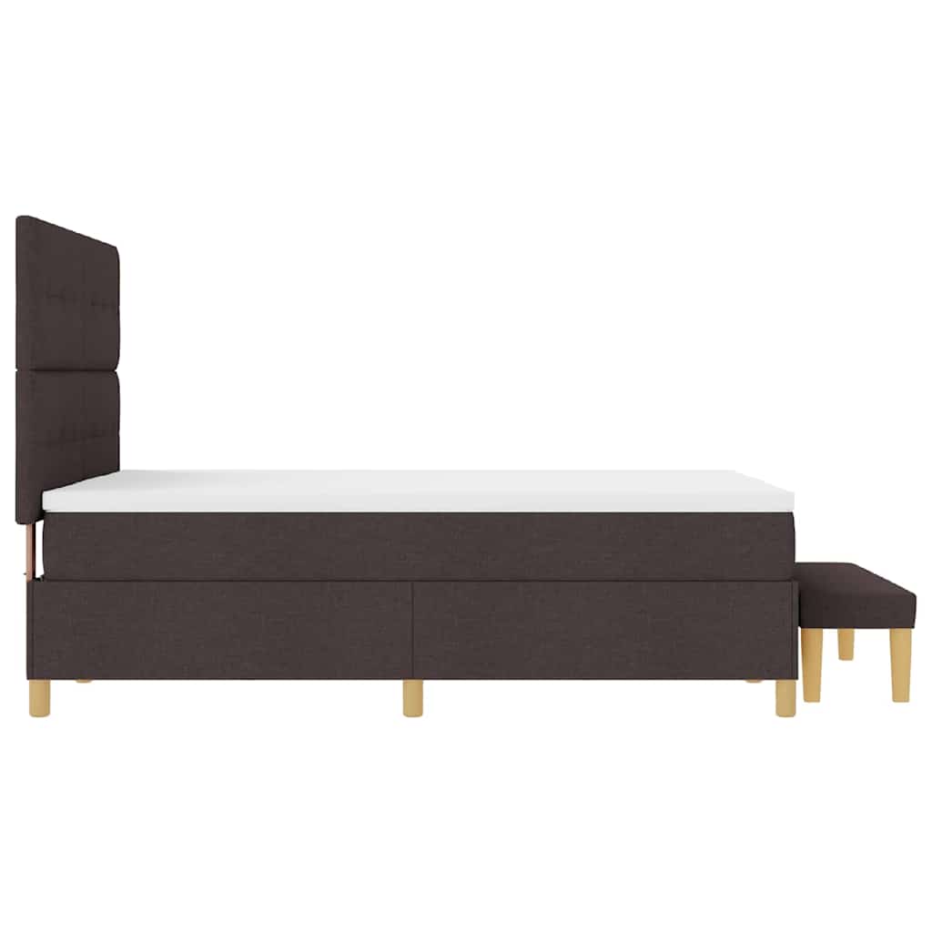 Postel S Boxspringem S Čelo Tmavě Hnědá 200 X 140 Cm Textil