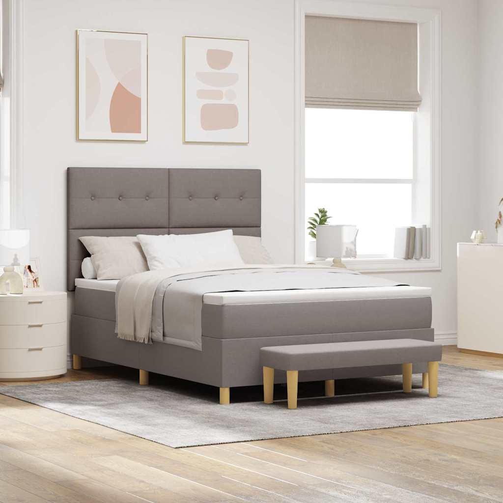 Postel S Boxspringem S Čelo Taupe 140 X 200 Cm Textil