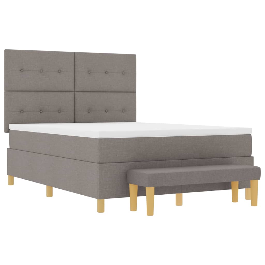 Postel S Boxspringem S Čelo Taupe 140 X 200 Cm Textil
