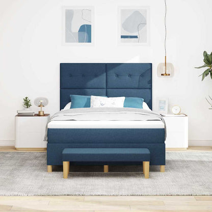 Postel S Boxspringem S Čelo Modrá 200 X 140 Cm Textil