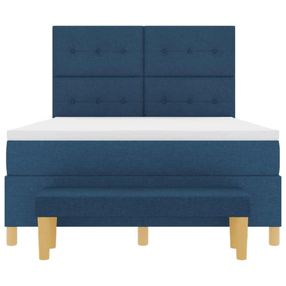 Postel S Boxspringem S Čelo Modrá 200 X 140 Cm Textil